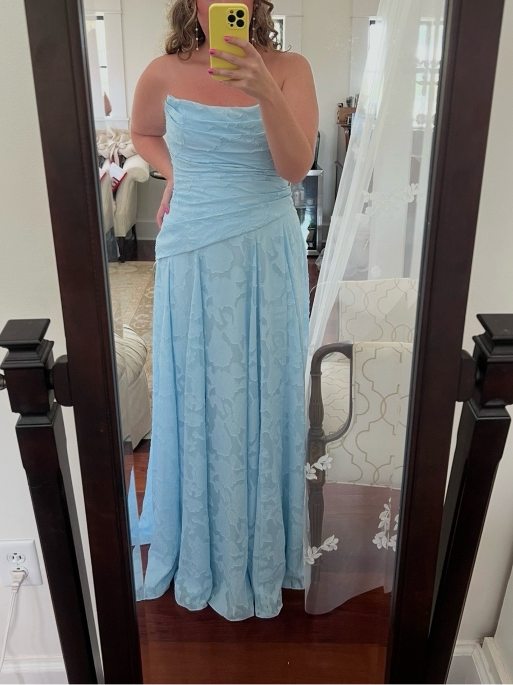 Azazie Blue Floral Formal Dress